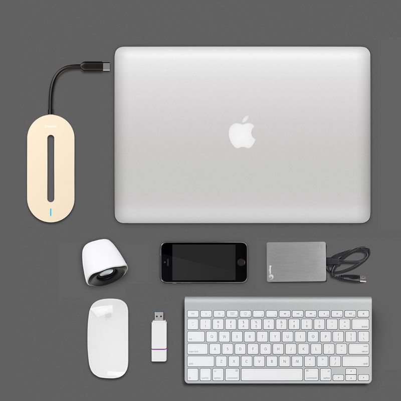 Baseus O HUB CABOOK-0V, многофункциональный USB type-C Hub